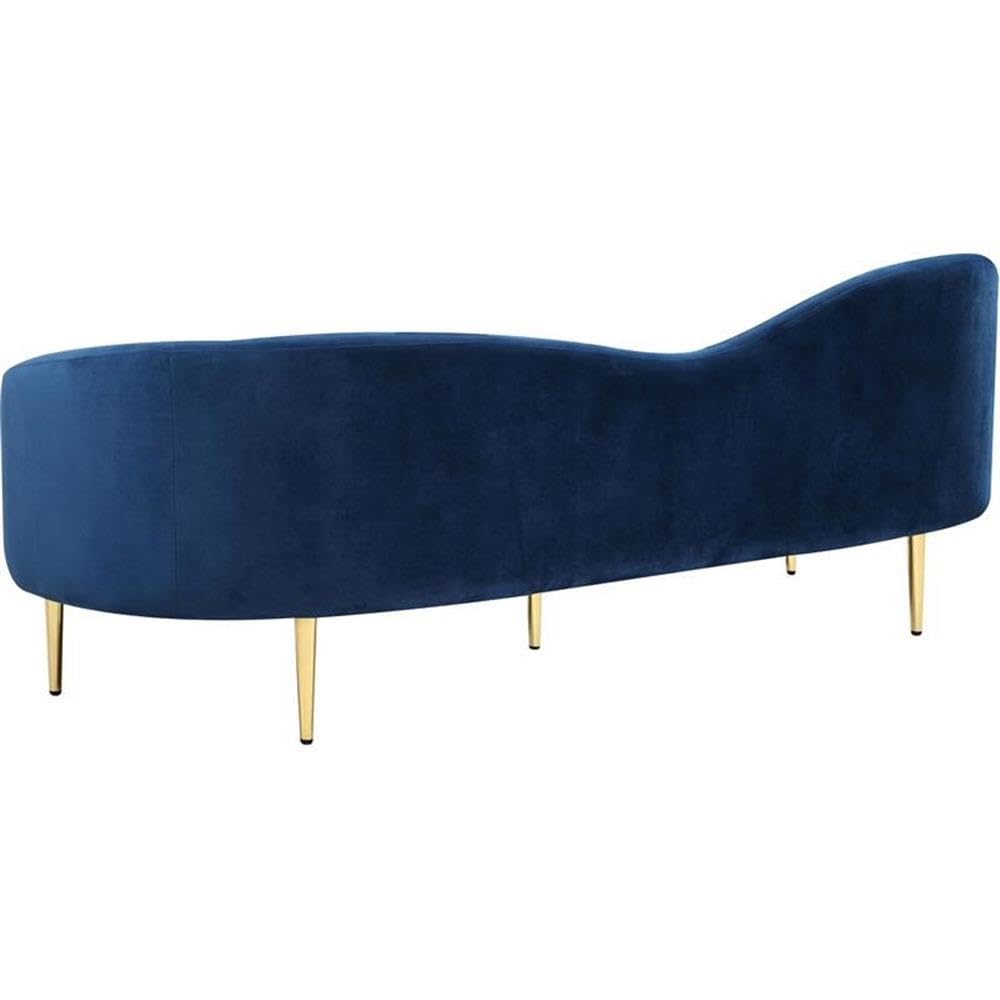 Navy Velvet Upholstered Sofa with Metal Legs C4662