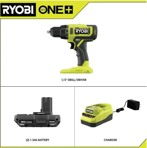 18V Cordless 1/2 in. Drill/Driver Kit with 2 1.5 AH Batteries and Charger H437943