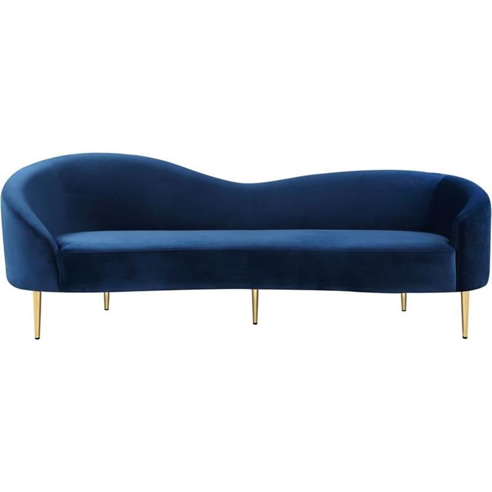 Navy Velvet Upholstered Sofa with Metal Legs C4662