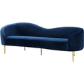 Navy Velvet Upholstered Sofa with Metal Legs C4662
