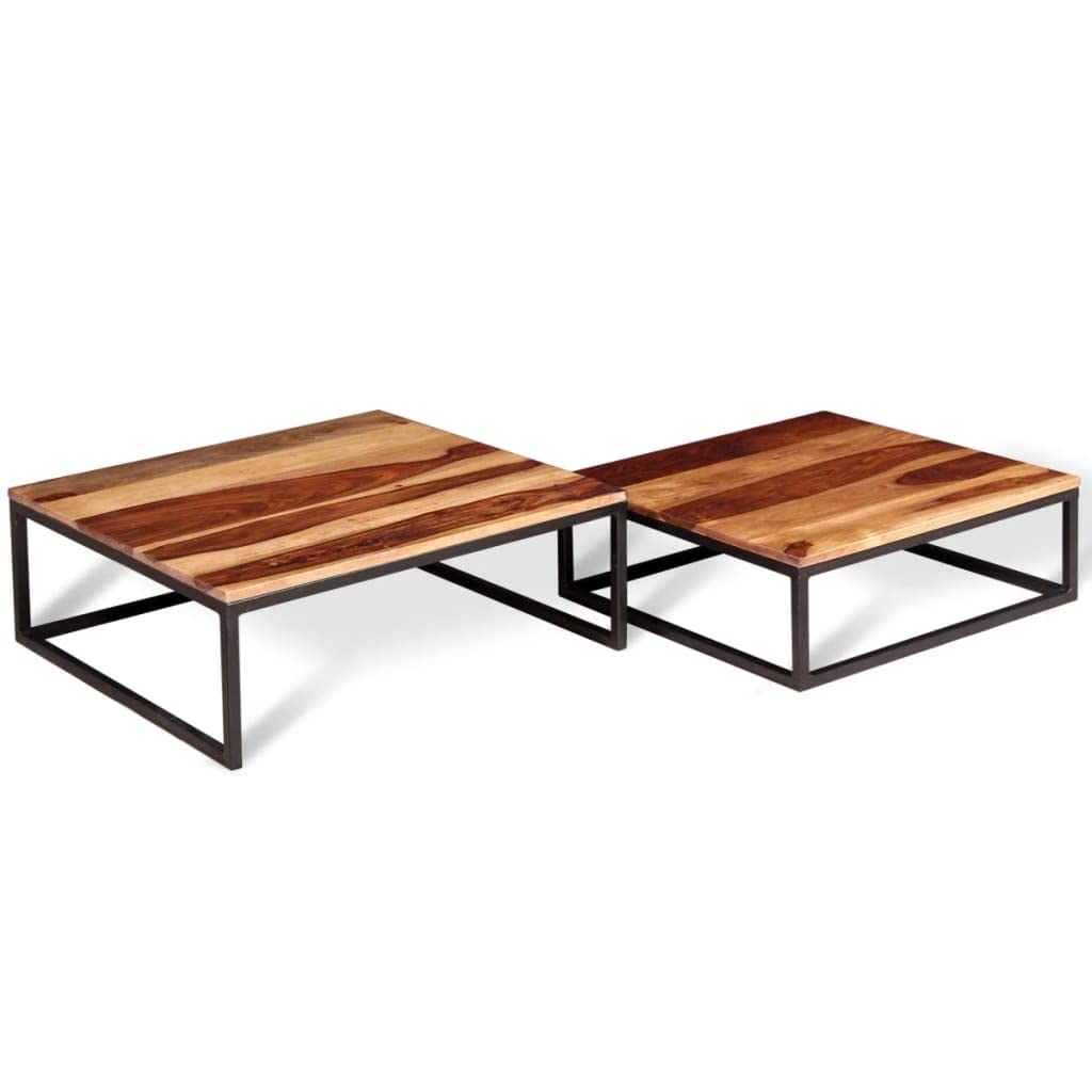Two Piece Nesting Coffee Table Set Solid Sheesham Wood U5161