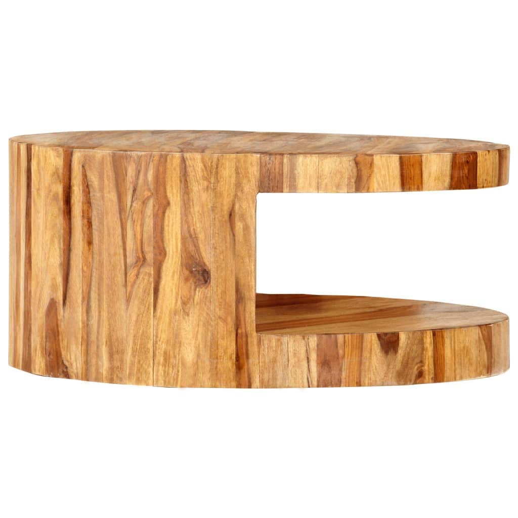 25.6"x11.8" Solid Sheesham Wood Round Coffee Table X679