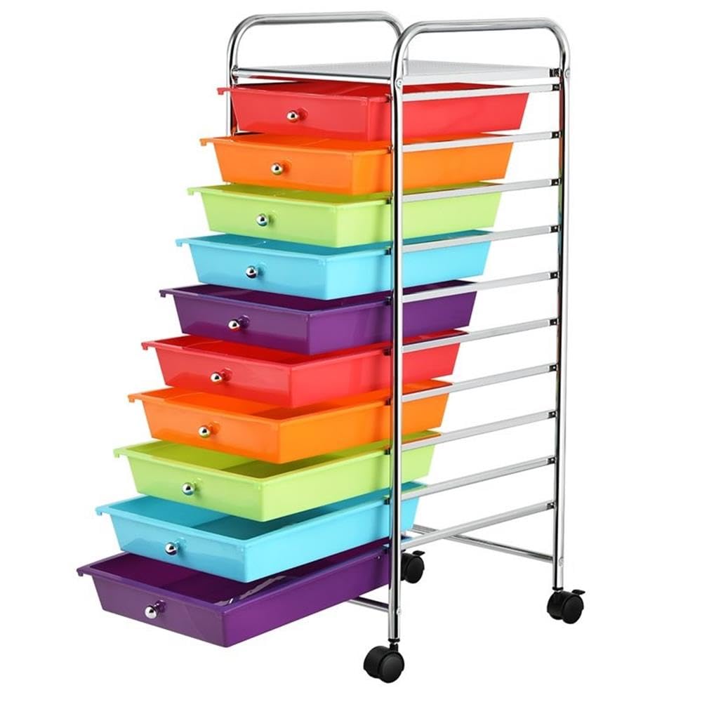 10 Drawer Rolling Storage Cart with Lockable Casters Y24531