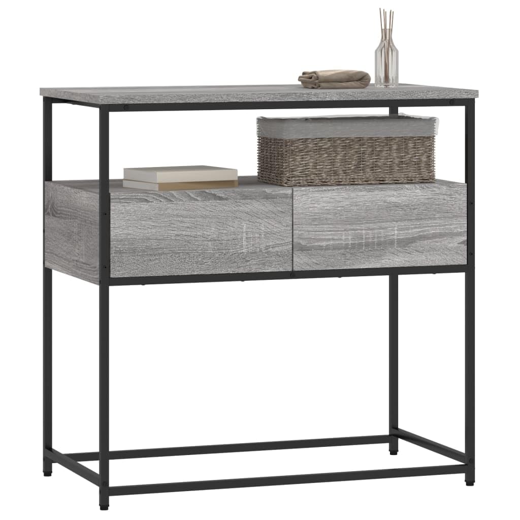 Brown Oak Look Console Table with 2 Drawers and 1 Shelf U552