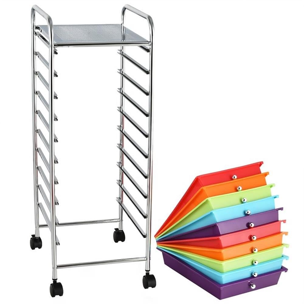 10 Drawer Rolling Storage Cart with Lockable Casters Y24531