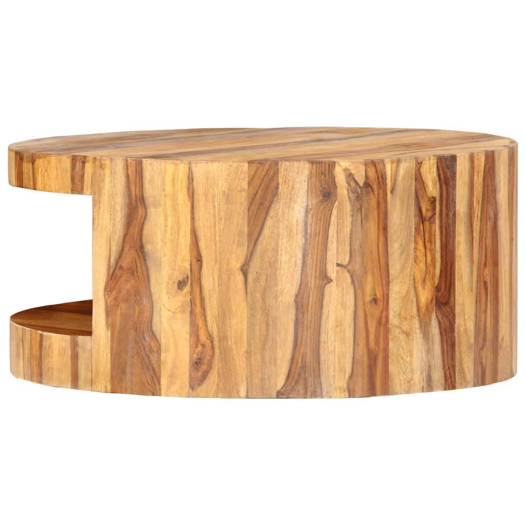 25.6"x11.8" Solid Sheesham Wood Round Coffee Table X679