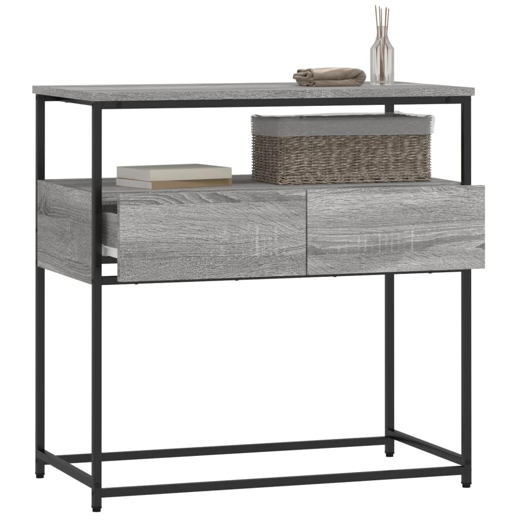 Brown Oak Look Console Table with 2 Drawers and 1 Shelf U552