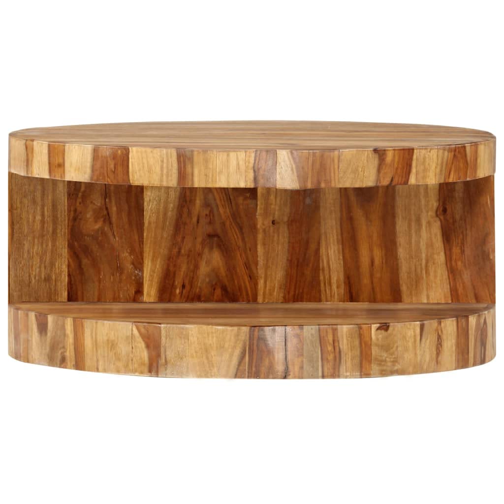 25.6"x11.8" Solid Sheesham Wood Round Coffee Table X679