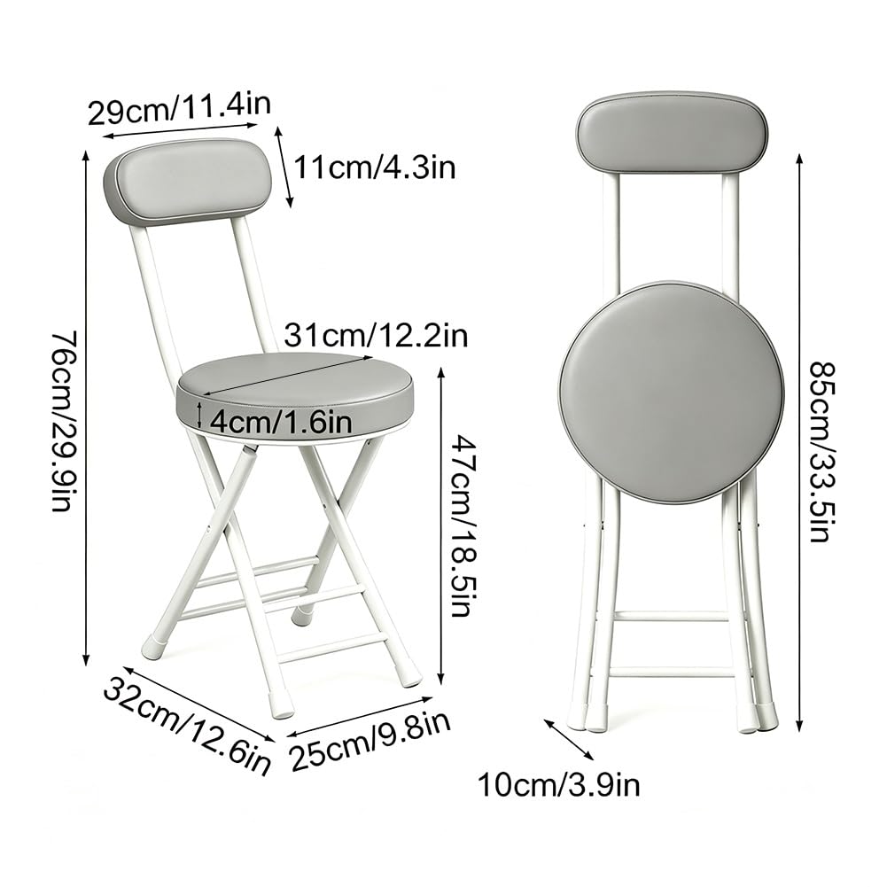 Folding Stool with Cushioned Seat and Backrest M453858