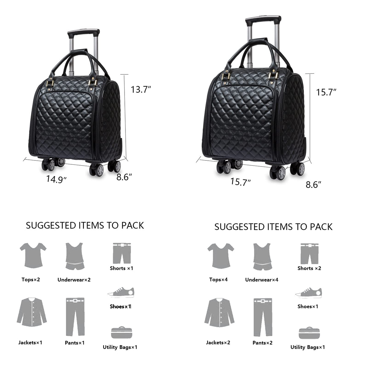 Leather Expandable Spinner Underseat Carry On Luggage W928838