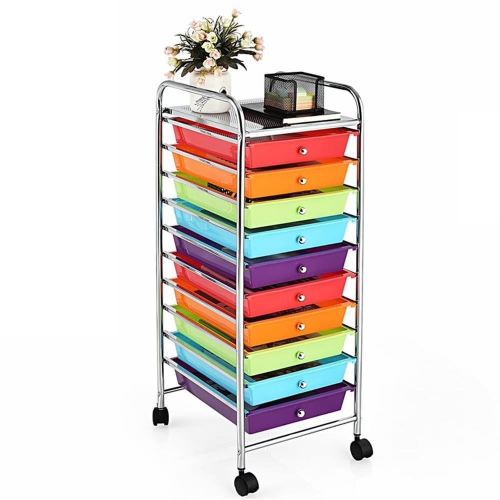 10 Drawer Rolling Storage Cart with Lockable Casters Y24531