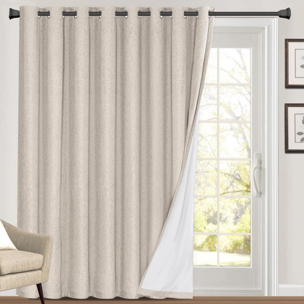 Blackout Curtains 84 Inches Long Faux Linen Thermal Insulated W100 X L84 Inch I570707