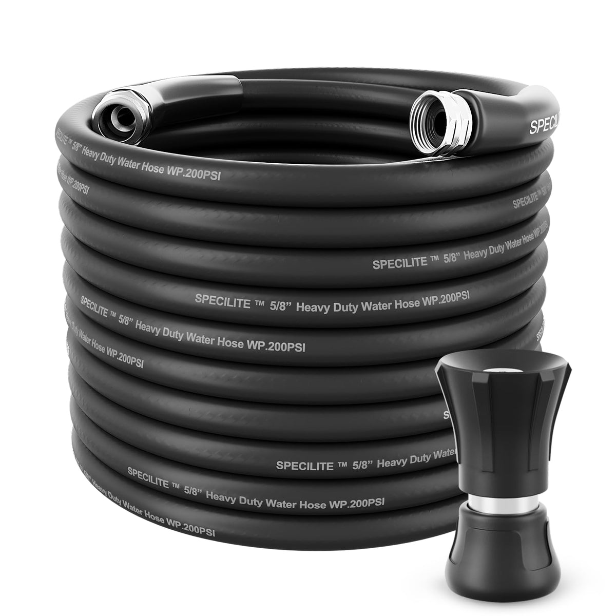 5/8" Hot/Cold Garden Rubber Hose 100 ft with Nozzle P3511