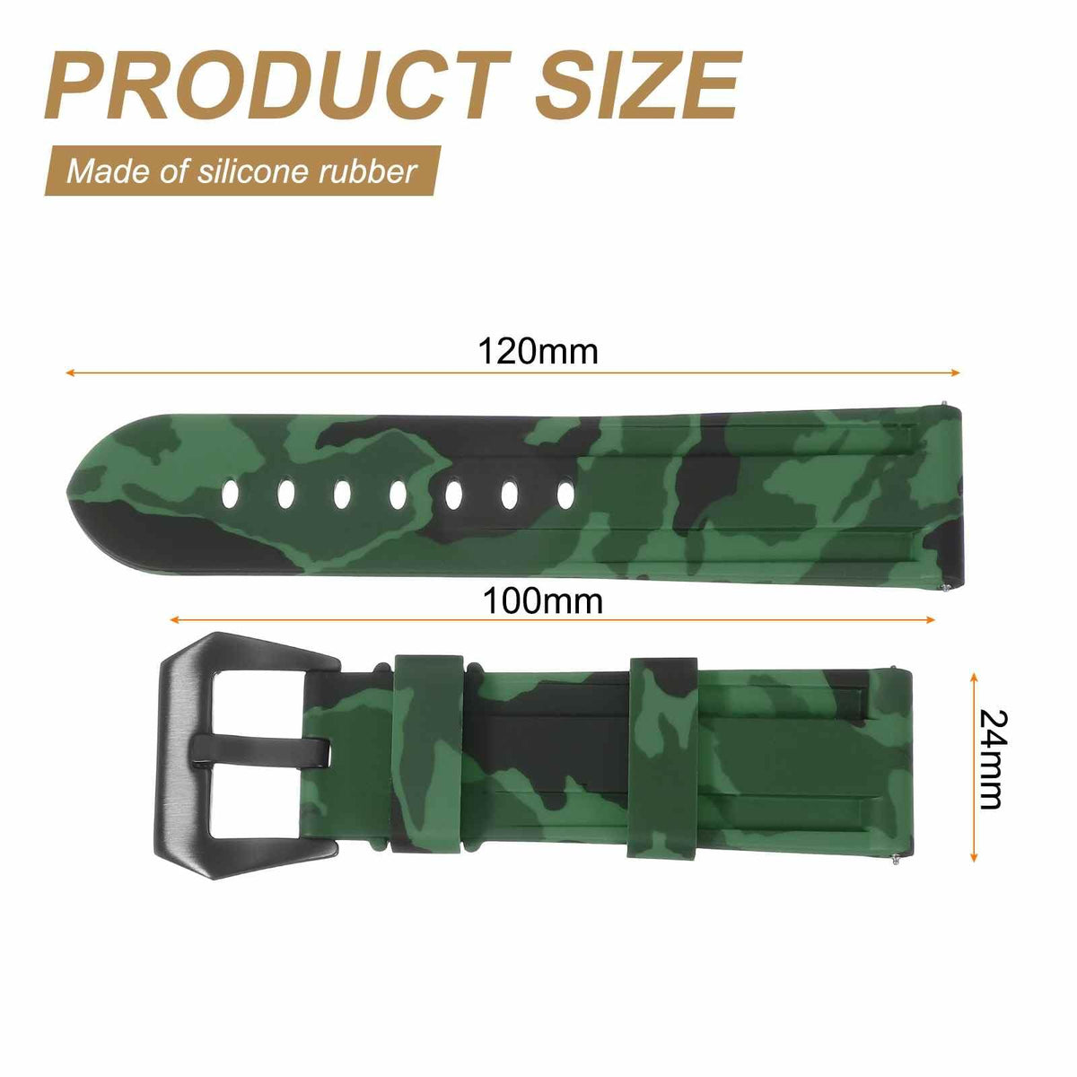 Silicone Quick Release Watch Band with Stainless Steel Clasp H54545