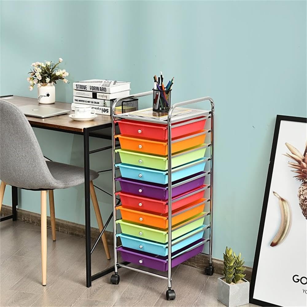 10 Drawer Rolling Storage Cart with Lockable Casters Y24531