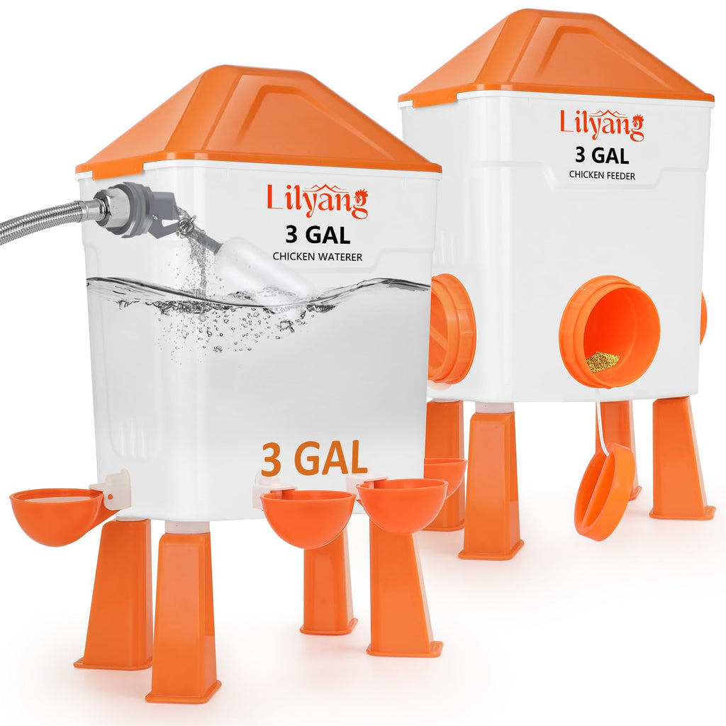 3 Gallon Automatic Chicken Waterer & Feeder Set F229777