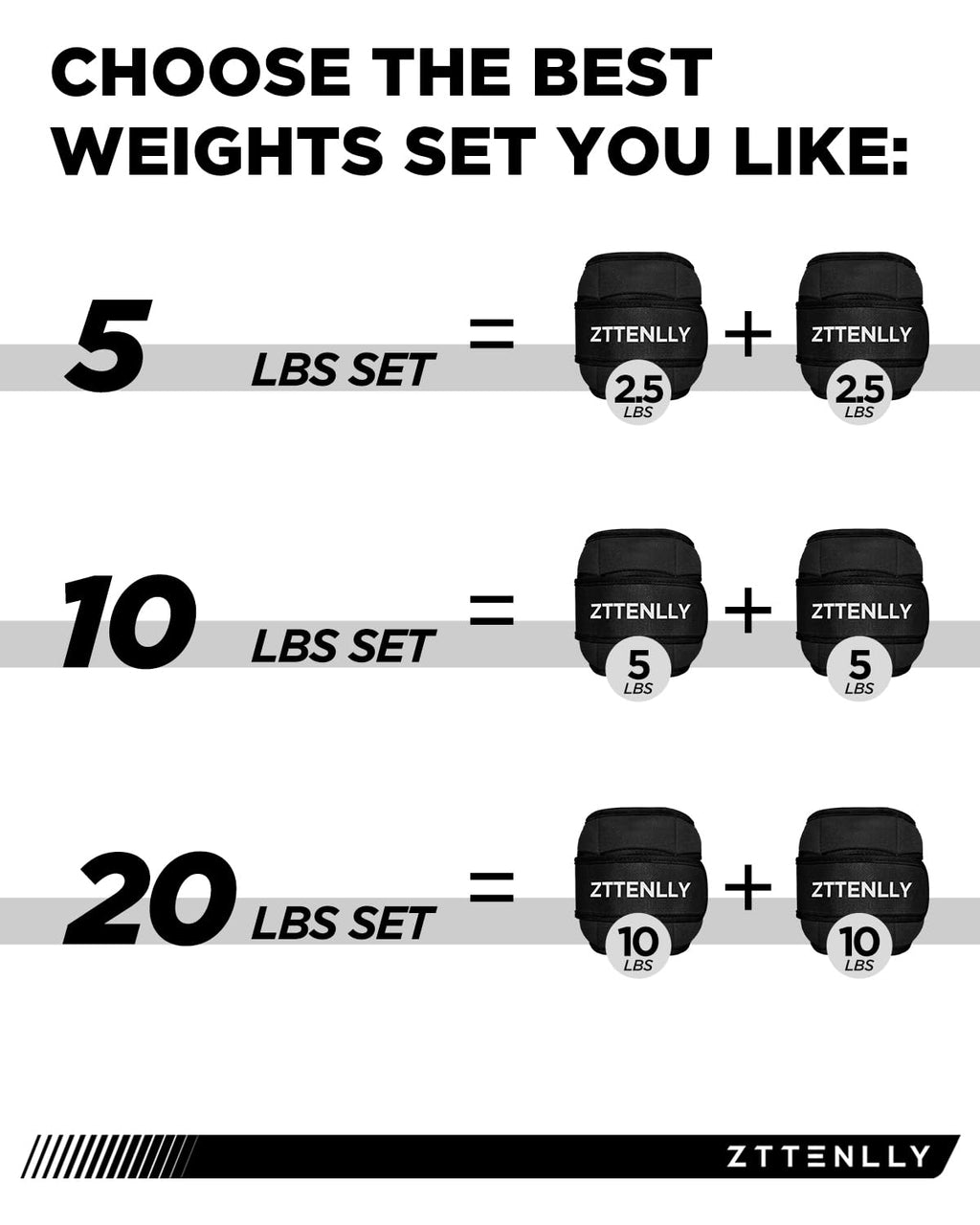 Adjustable Ankle Weights 1 Pair 5 10 15 18 20 Lbs L626