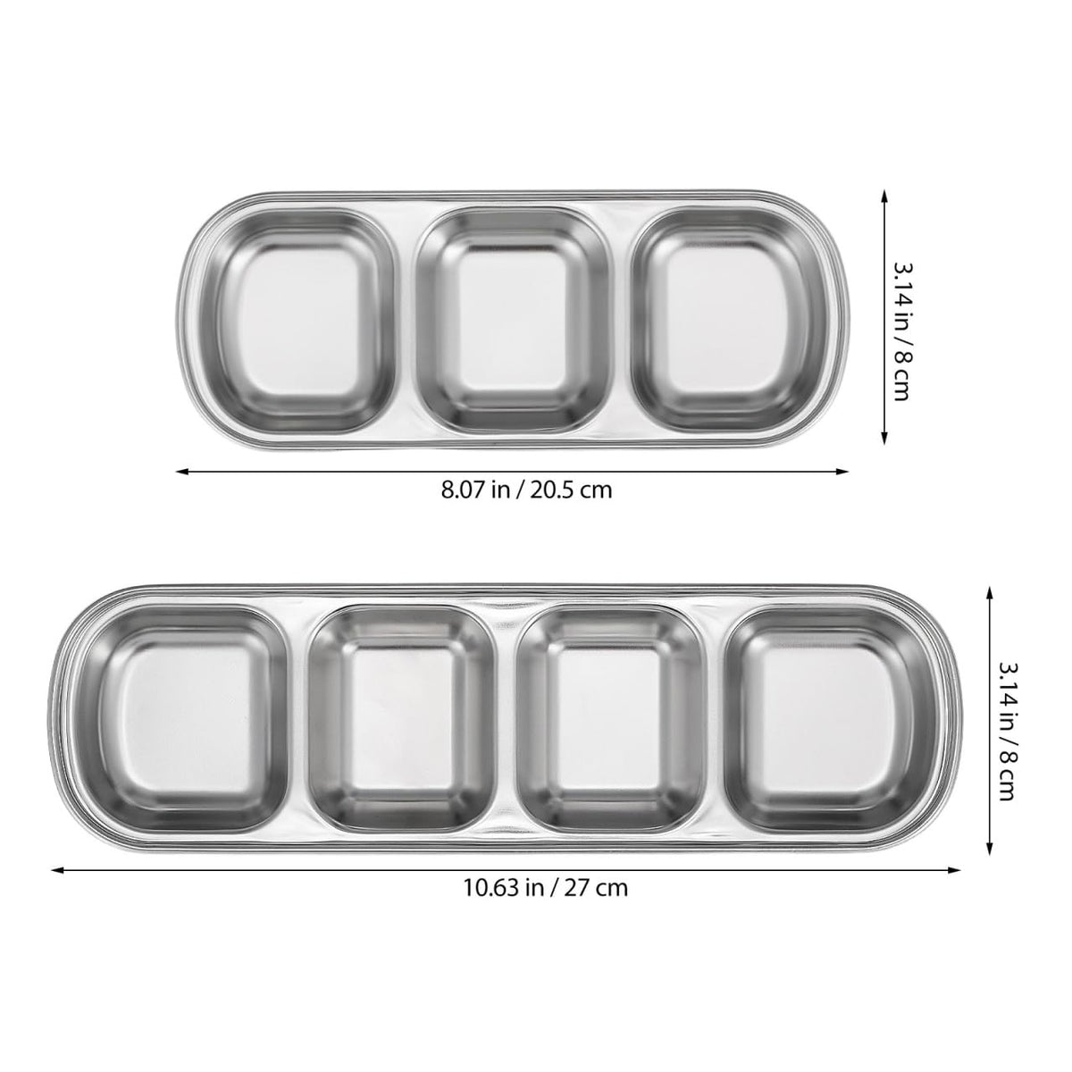 Stainless Multi-Grid Divided Feeding Tray 2 Pack E216