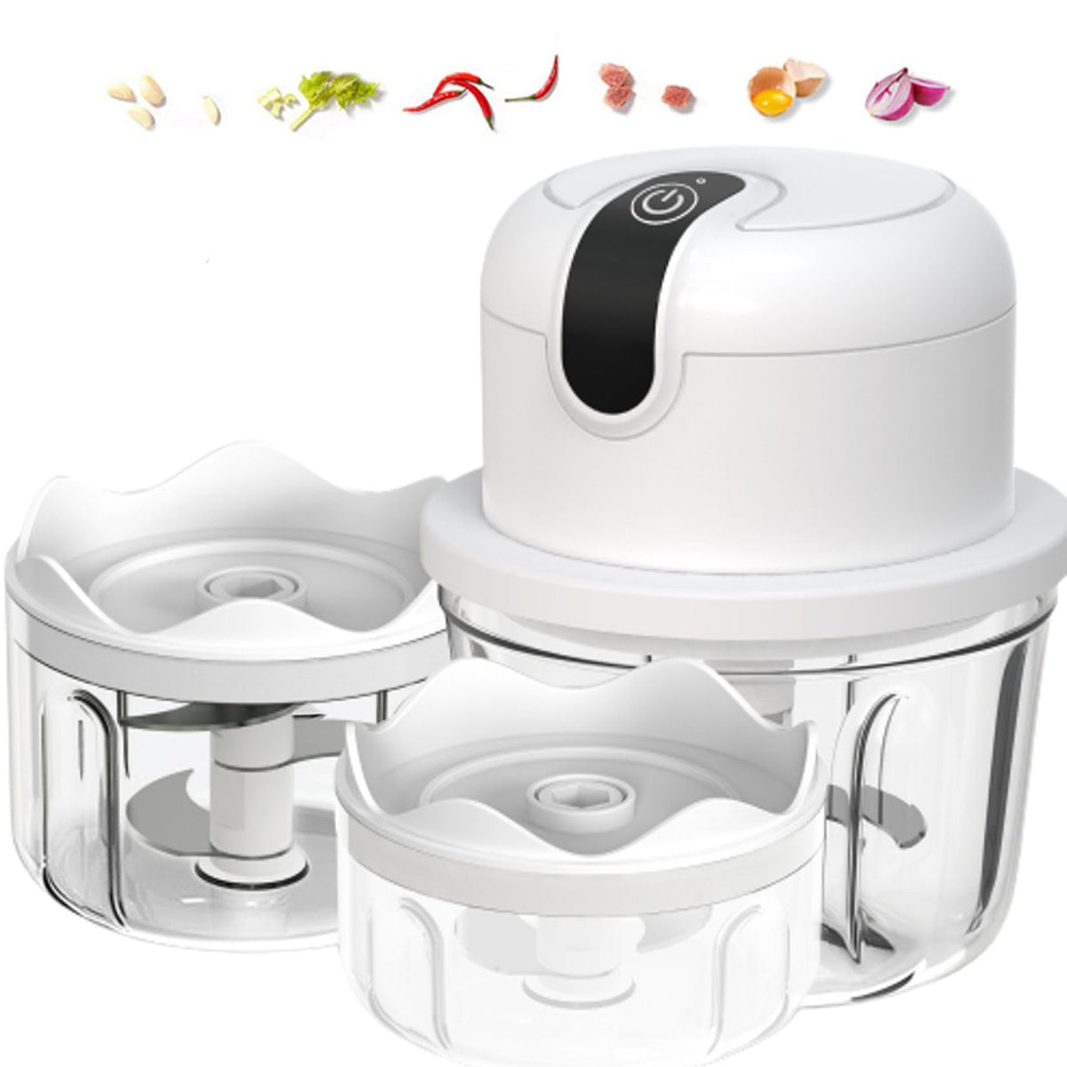 White 3 Cup USB Rechargeable Portable Electric Garlic Crusher J840094