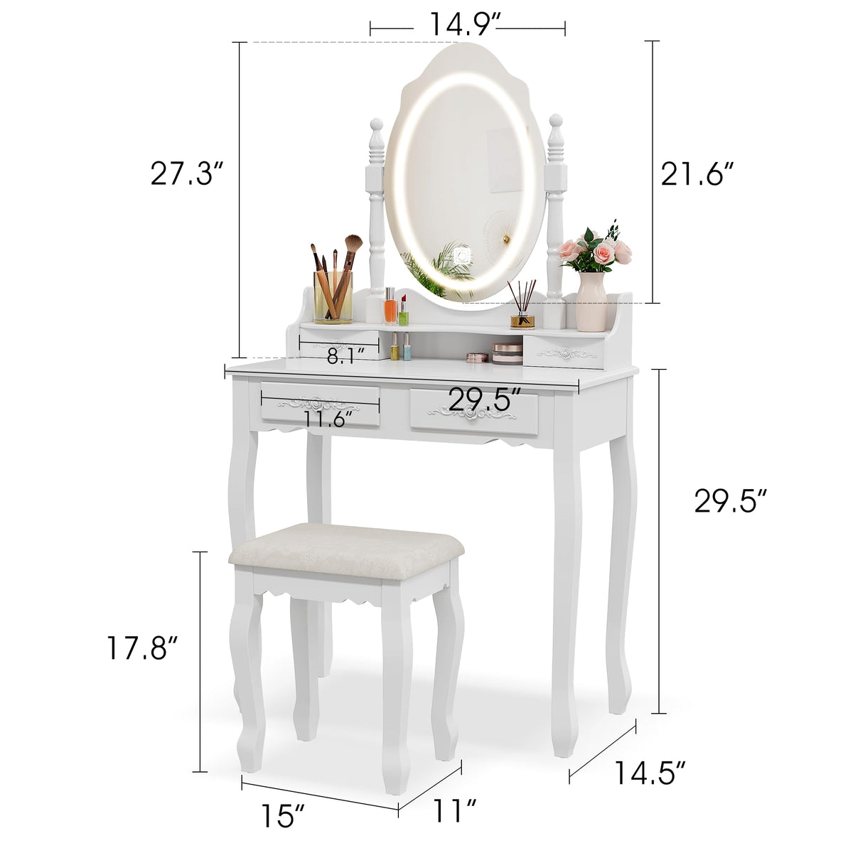 Vanity Desk with Mirror and Lights Y675