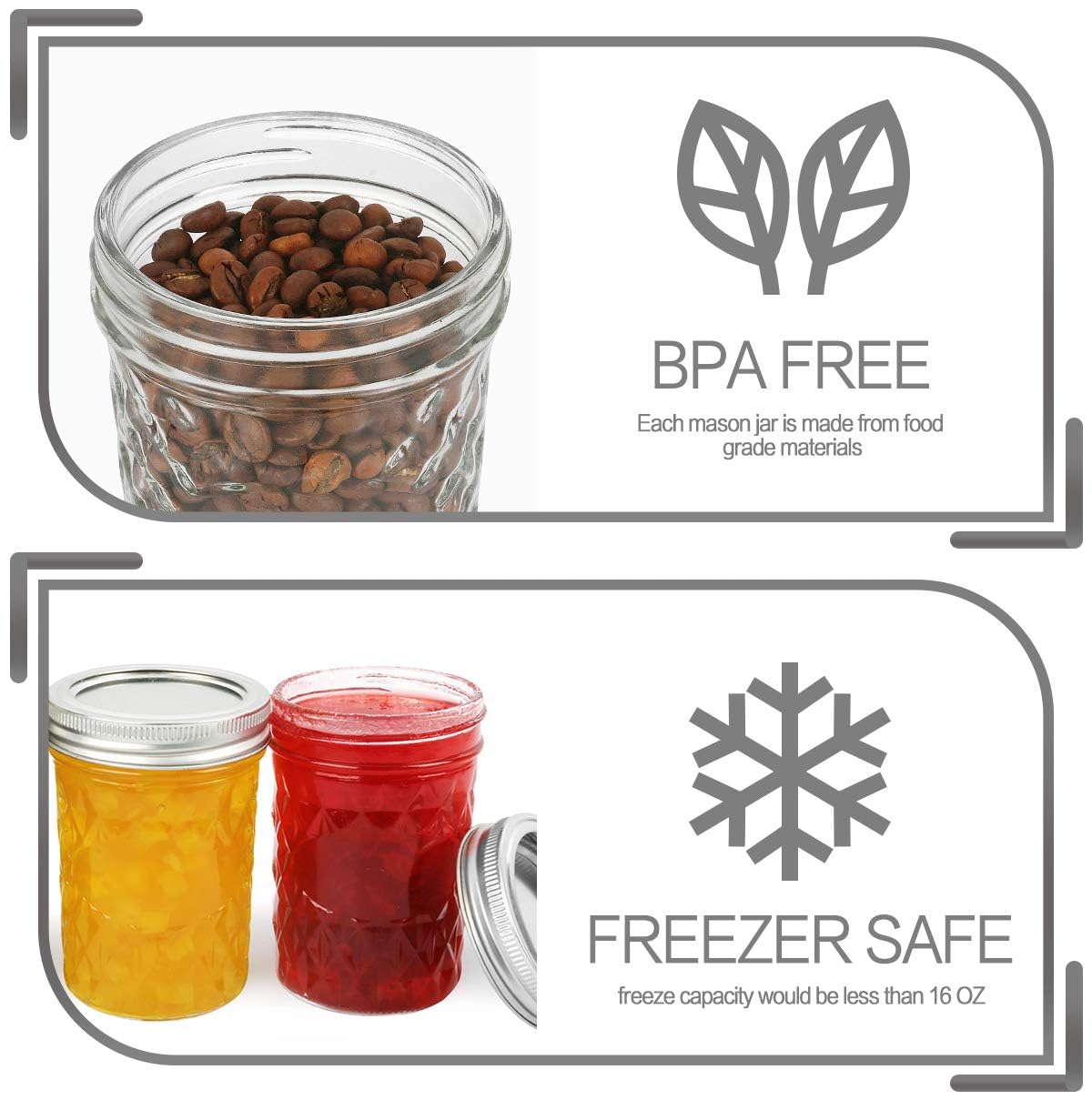 12 Packs 16oz Wide Mouth Mason Jars with Lids and Bands C91756
