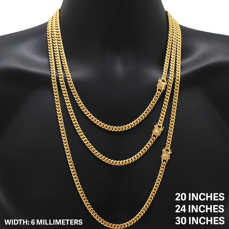 316L Stainless Steel Cuban Link Chain Necklace Bracelet F6968