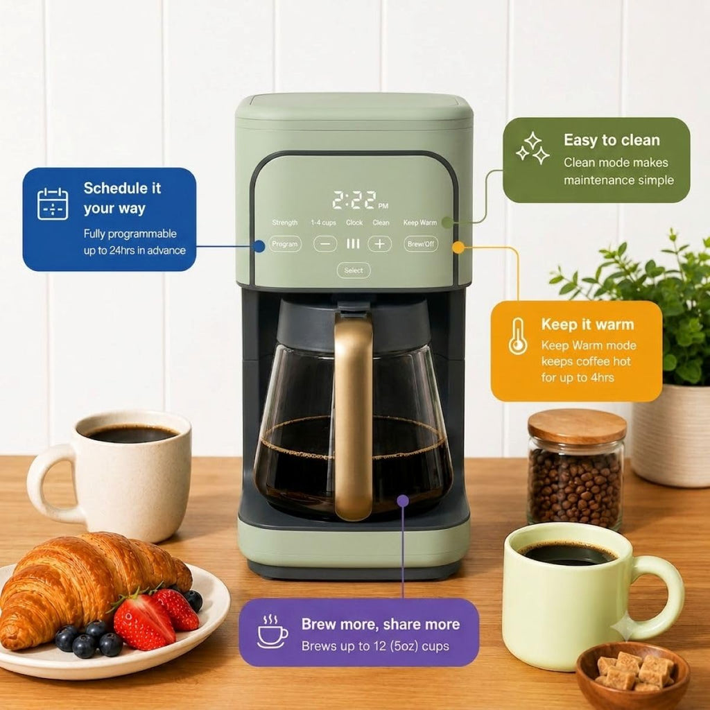 12-Cup Programmable Coffee Maker with Glass Carafe X1279