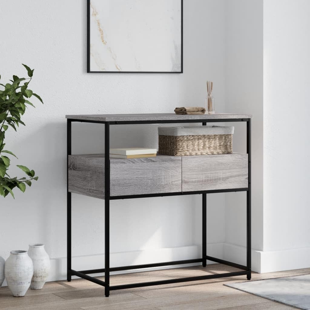 Brown Oak Look Console Table with 2 Drawers and 1 Shelf U552