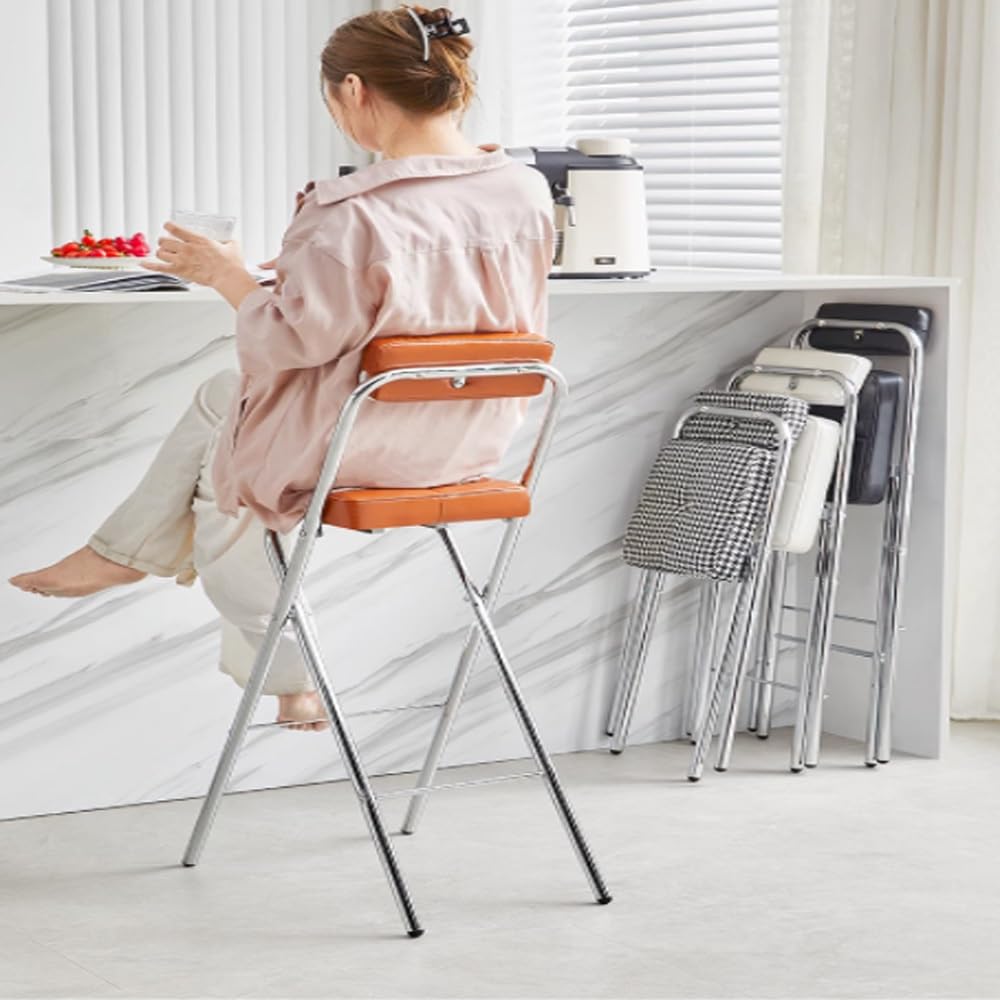 Black Folding Bar Stool with Backrest S314