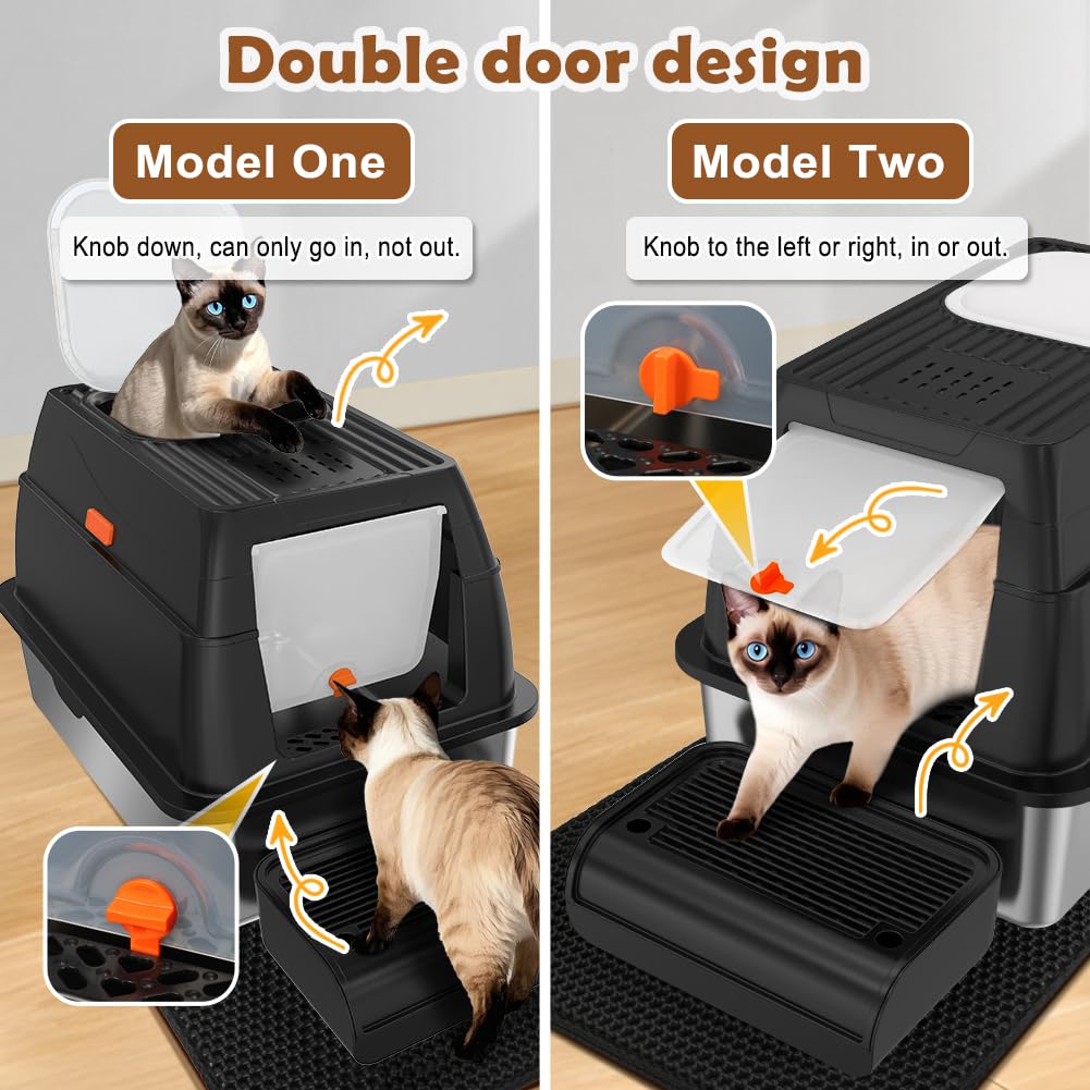 XL Stainless Steel Cat Litter Box with Lid P212054