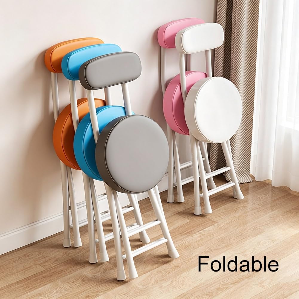 Folding Stool with Cushioned Seat and Backrest M453858