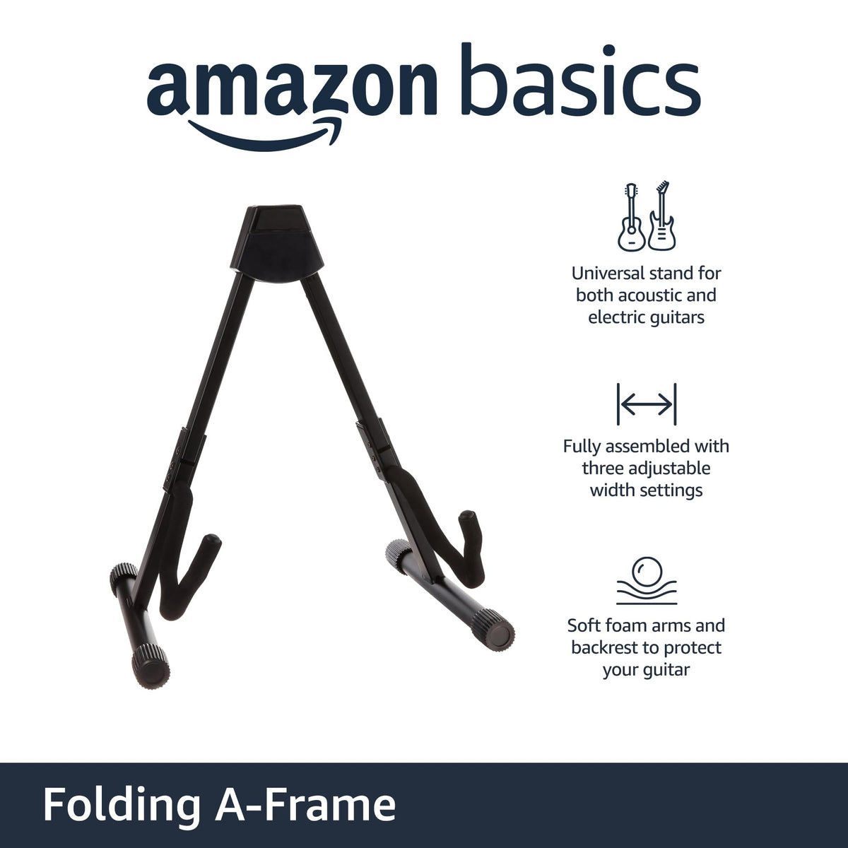 Adjustable Folding Guitar Stand with Padded Foam, Black J1773