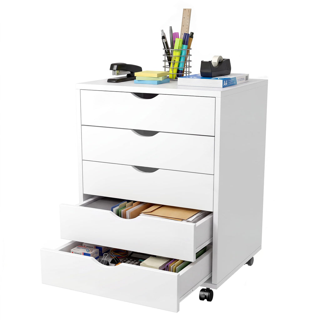 White 5 Drawer Rolling Storage Cabinet M4390