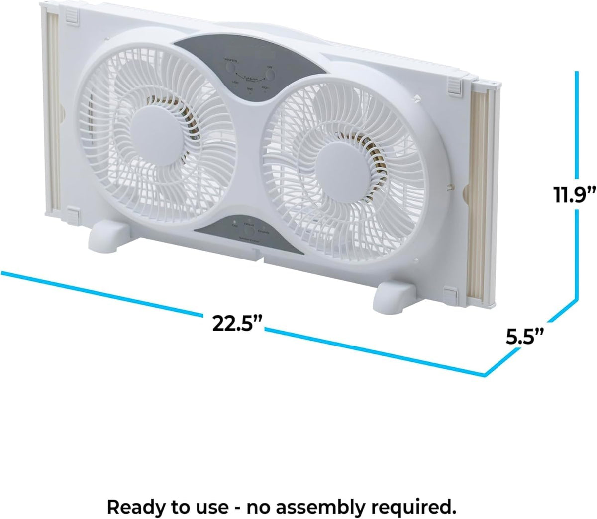 9” Window Fan with Remote Control, 3 Speed Dual Fans, White V603