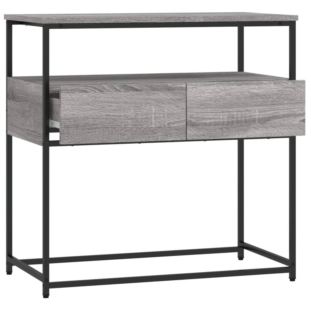 Brown Oak Look Console Table with 2 Drawers and 1 Shelf U552
