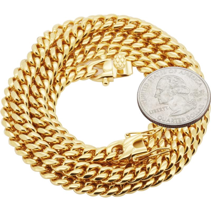 316L Stainless Steel Cuban Link Chain Necklace Bracelet F6968