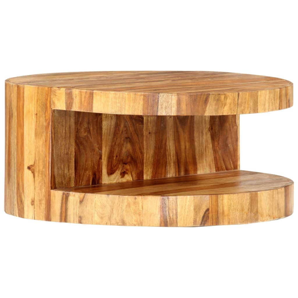 25.6"x11.8" Solid Sheesham Wood Round Coffee Table X679