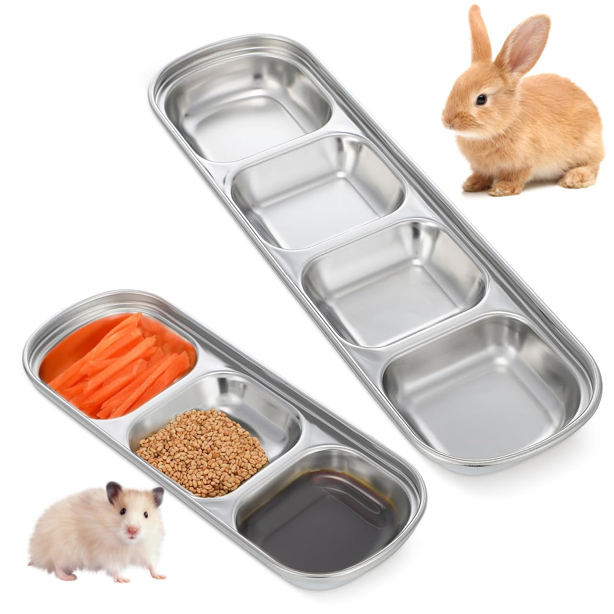 Stainless Multi-Grid Divided Feeding Tray 2 Pack E216