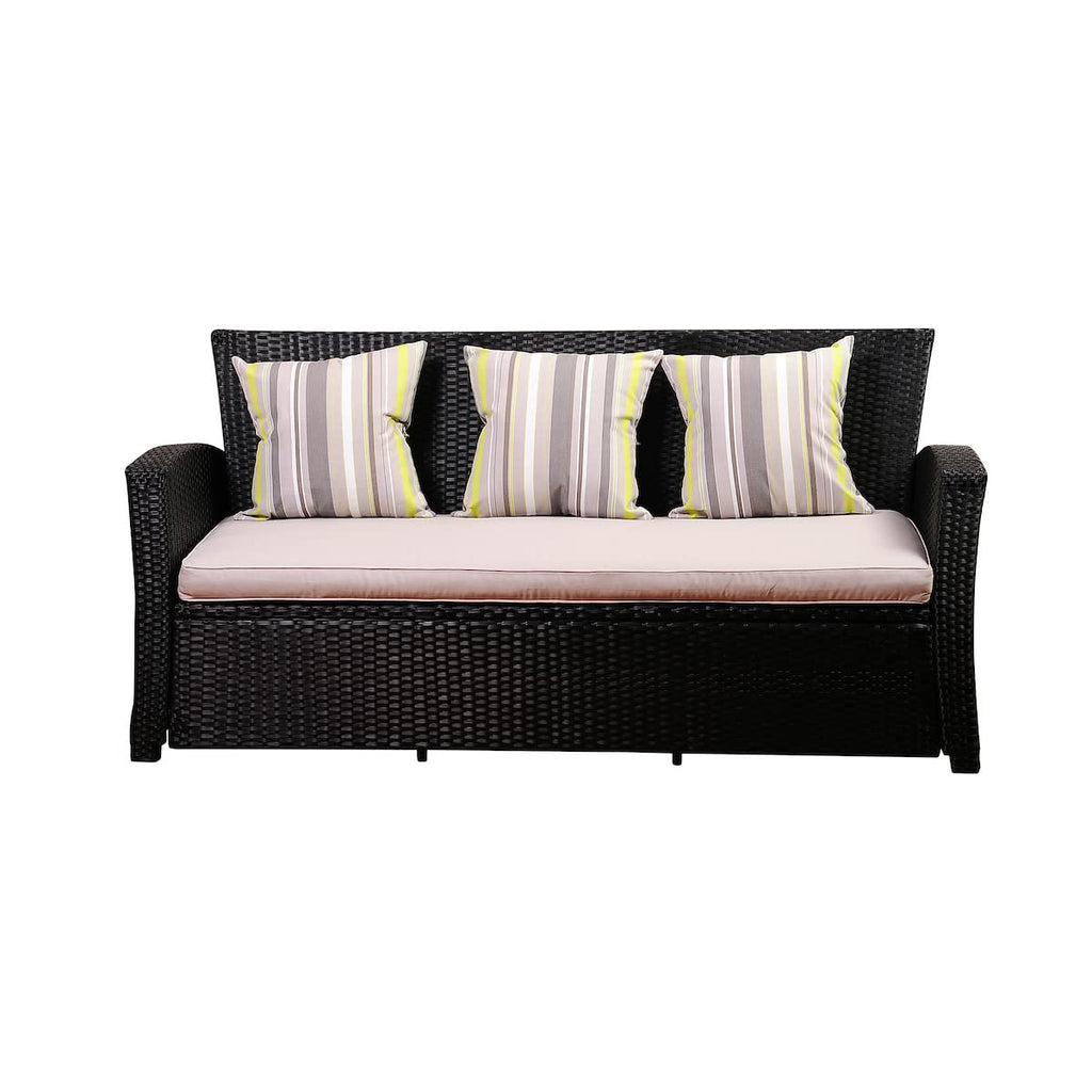 Light Grey Cushions Wicker 1-Piece Patio Sofa Q33165