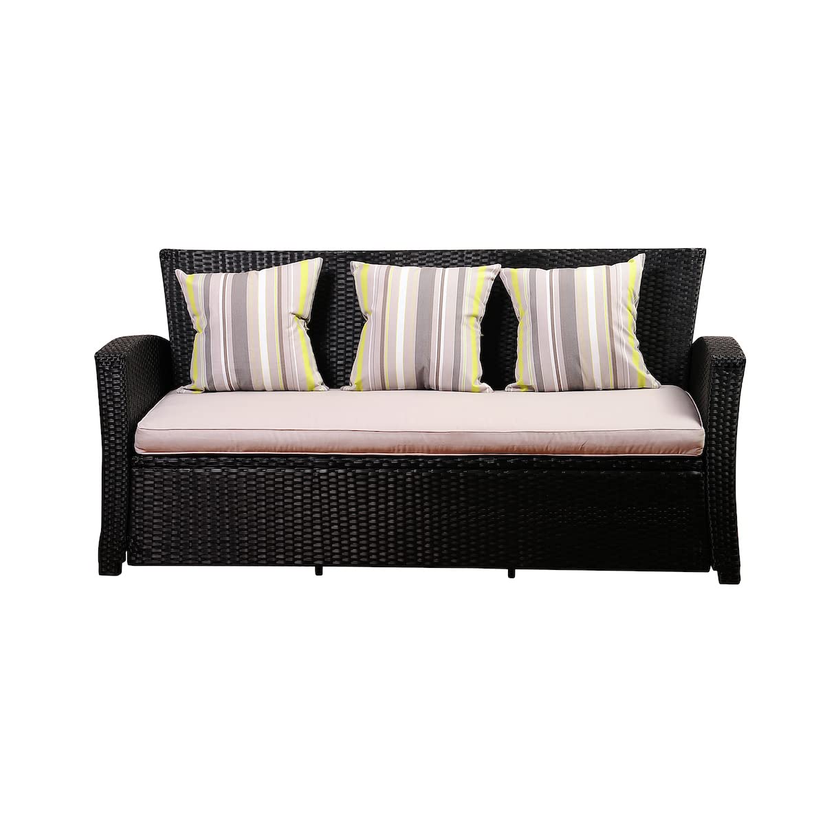 Light Grey Cushions Wicker 1-Piece Patio Sofa Q33165