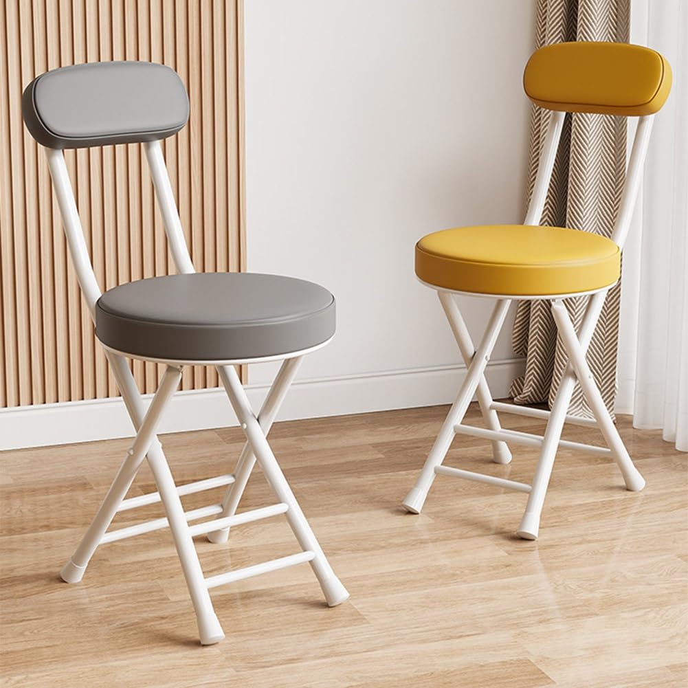 Folding Stool with Cushioned Seat and Backrest M453858