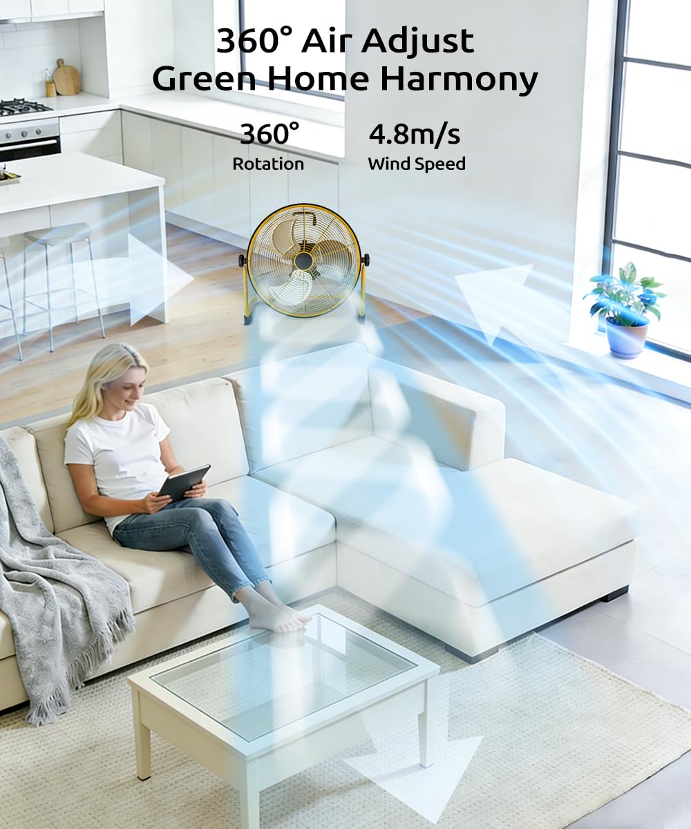 20" Rechargeable Floor Fan with Detachable Batteries S829