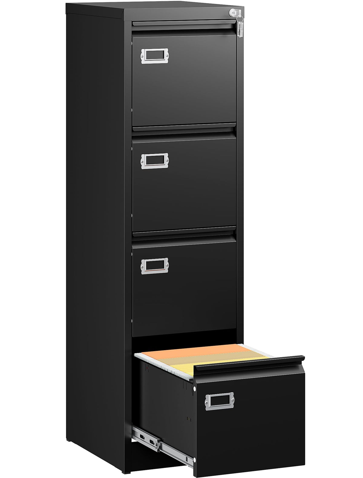 4 Drawer Black Metal File Cabinet with Lock N7896