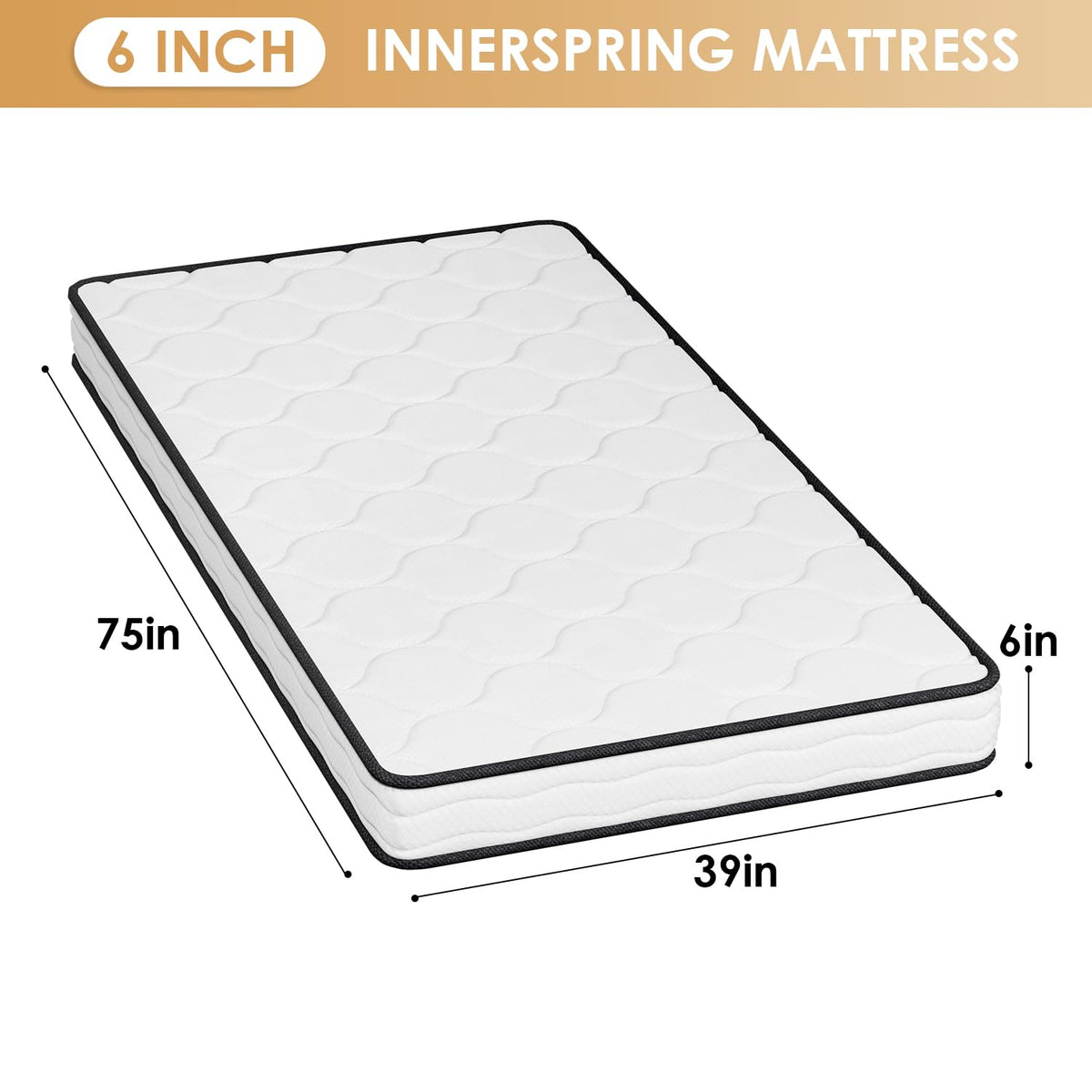 6 Inch Twin Medium Firm Hybrid Mattress H230429