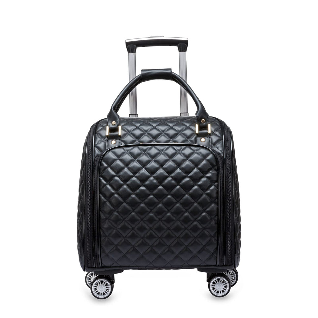 Leather Expandable Spinner Underseat Carry On Luggage W928838