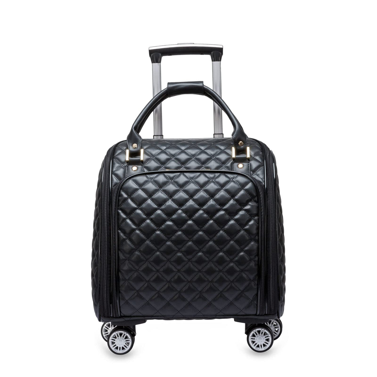 Leather Expandable Spinner Underseat Carry On Luggage W928838