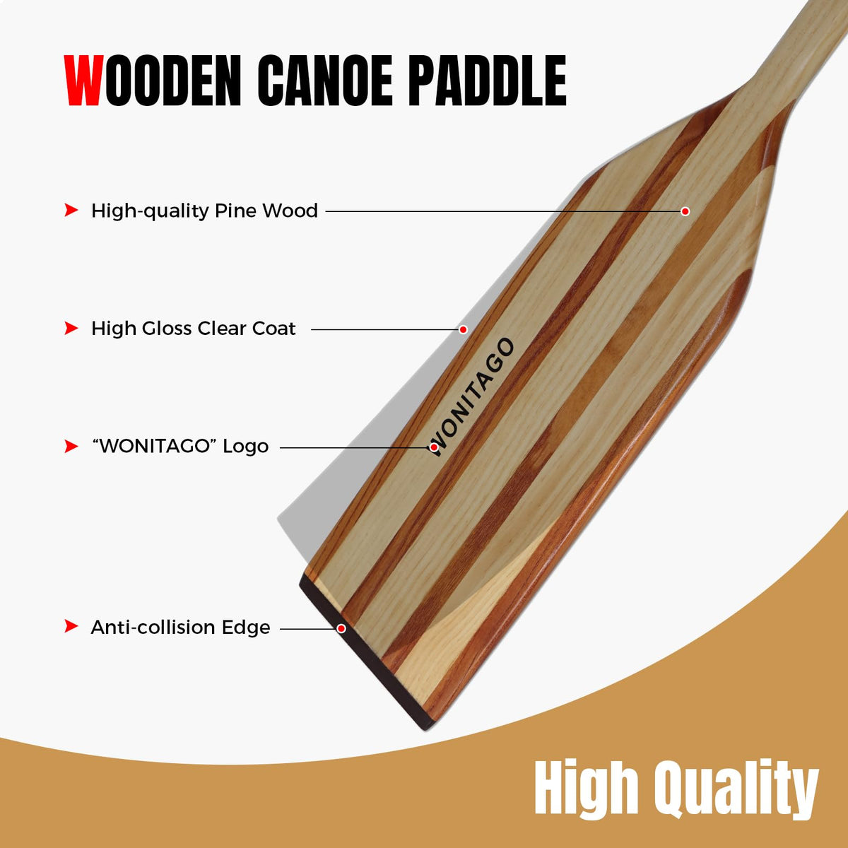 Wooden Canoe Paddle with Palm Grip D699