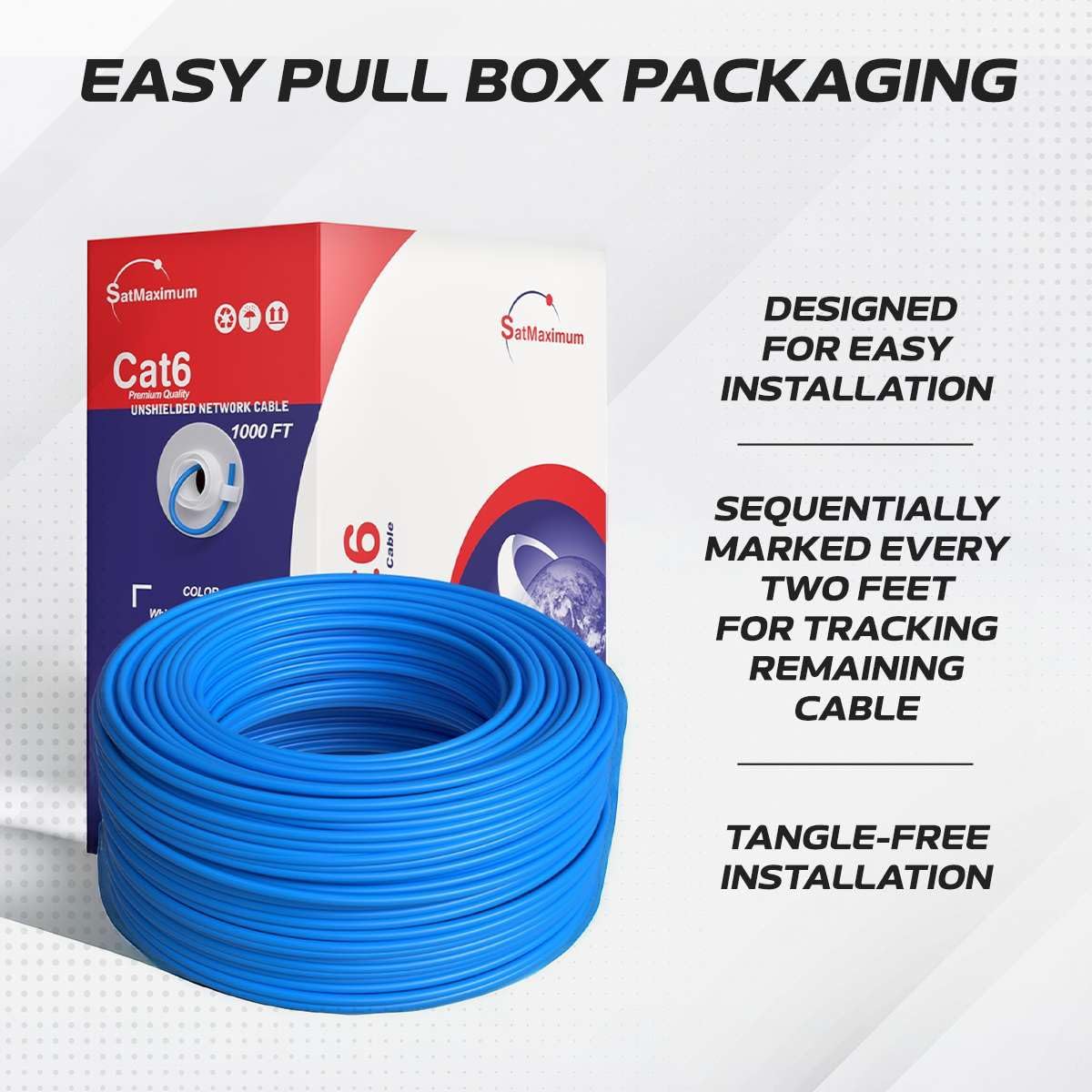 CAT6 Cable 1000ft Solid Ethernet LAN UTP Cable 23AWG 550Mhz RJ45 CCA Wire Blue N787