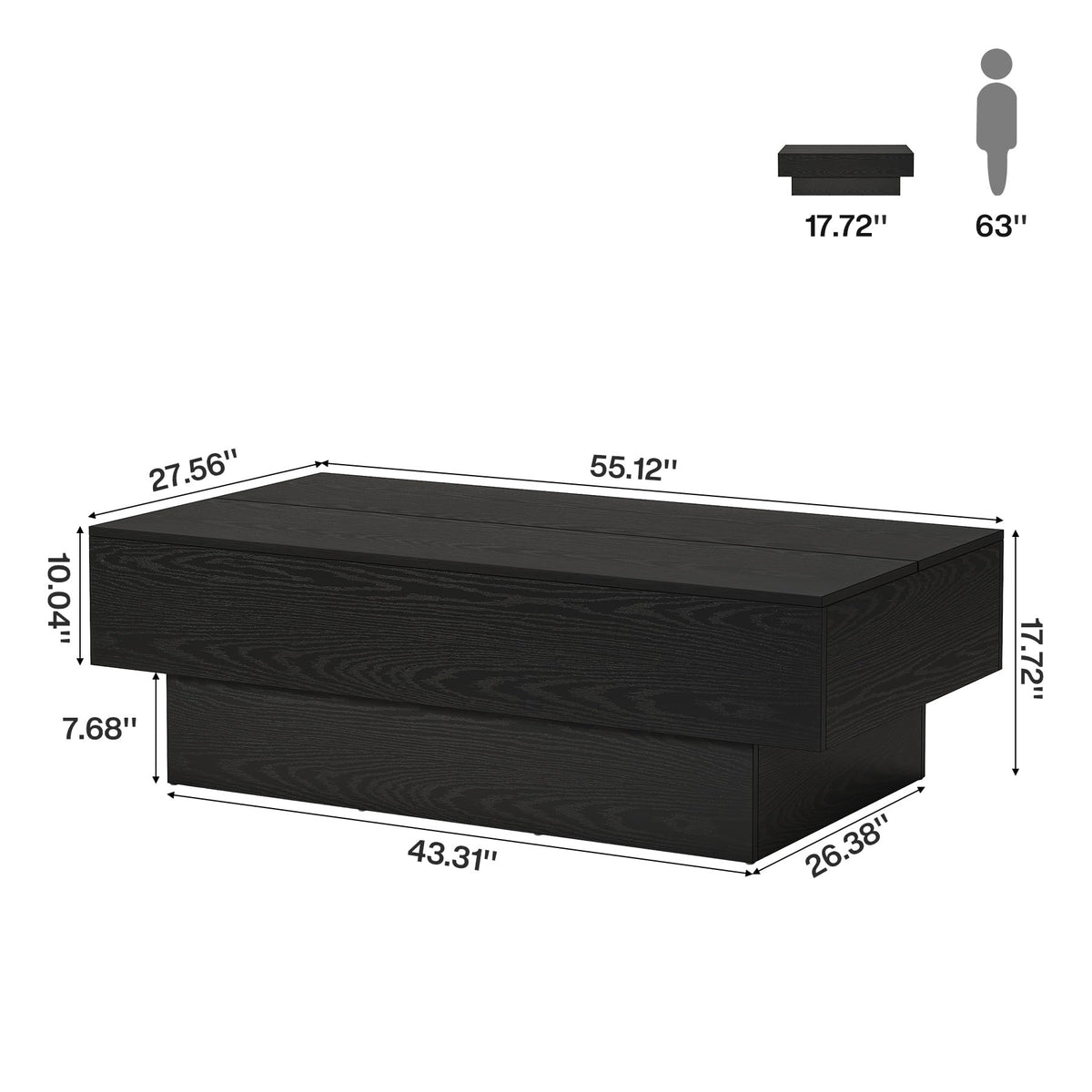 Black Rectangle Coffee Table E726233
