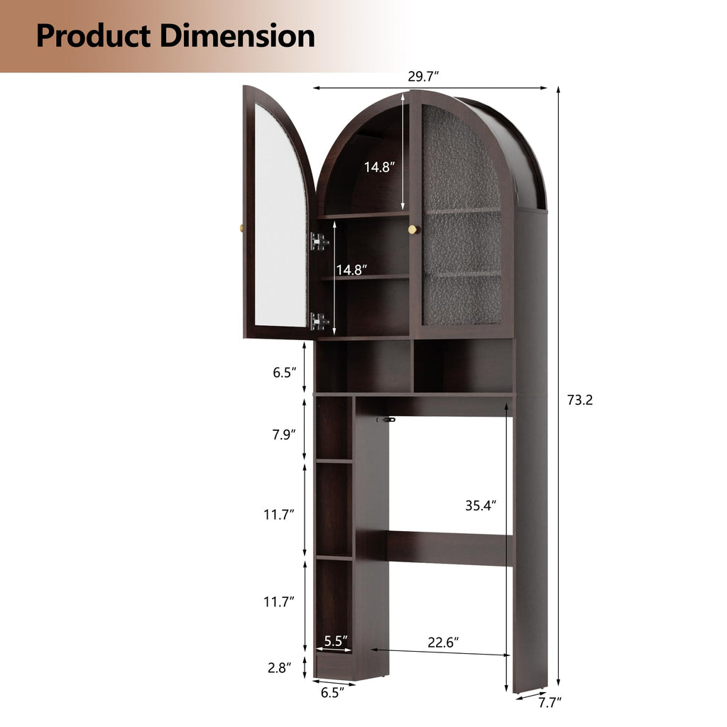 Over The Toilet Storage Cabinet with Acrylic Doors and Adjustable Shelf D24878